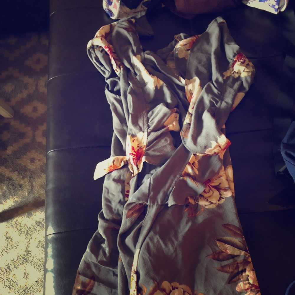 Gray wrap around dress